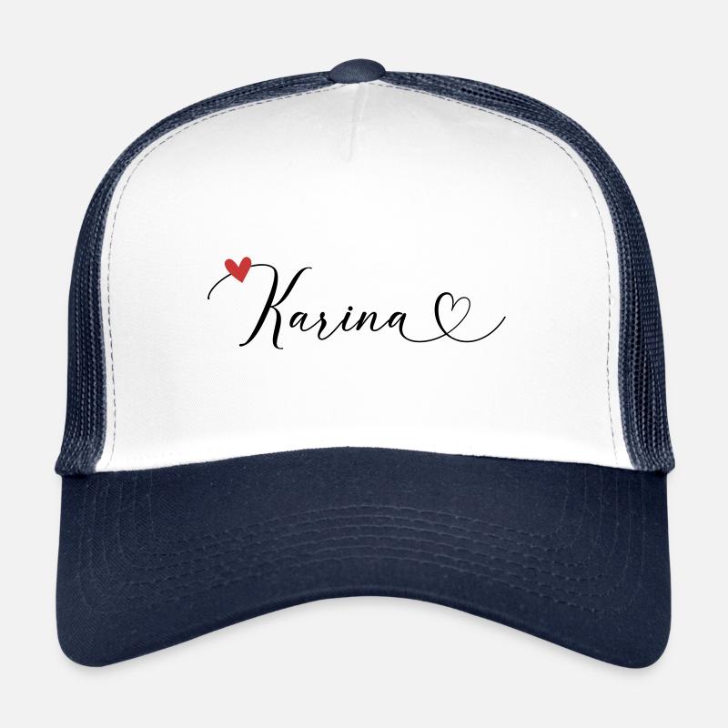 Karina Nom Prénom Calligraphie coeur Casquette trucker 