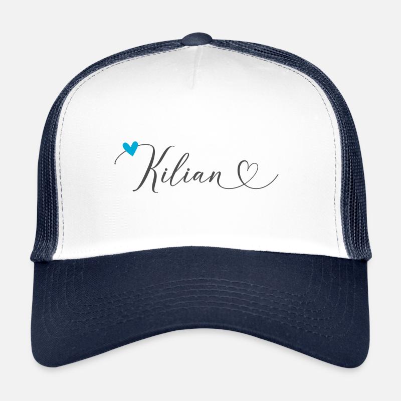 Kilian nom Prénom Calligraphie coeur Casquette trucker 