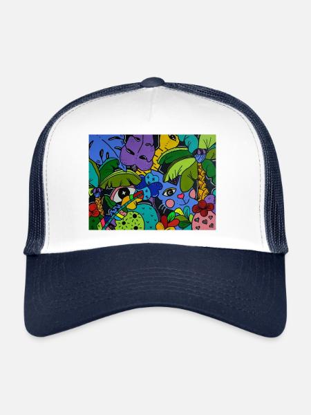 Monsieur Le Chat Mystique - Trucker Cap - white/navy - Front