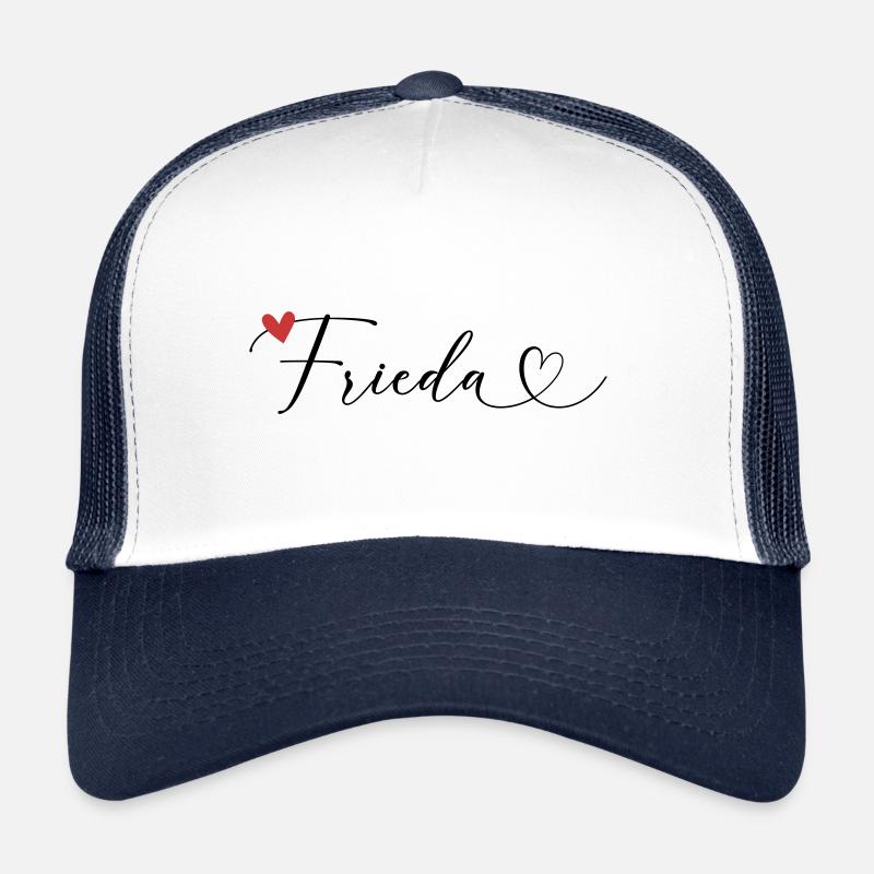 Frieda Nom Prénom Calligraphie coeur Casquette trucker 