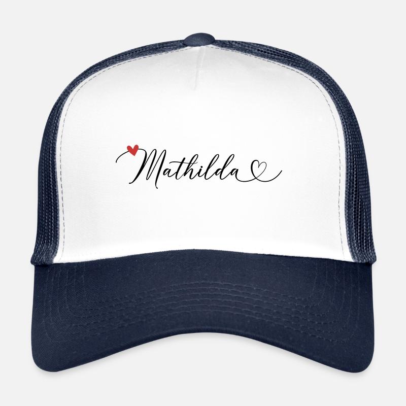 Mathilda Nom Prénom Calligraphie Coeur Casquette trucker 