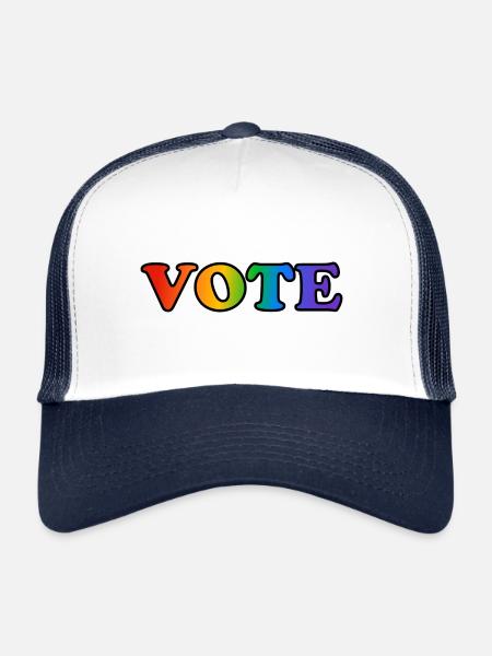 Votez pour les droits LGBTQ - Casquette trucker  - blanc/marine - Devant