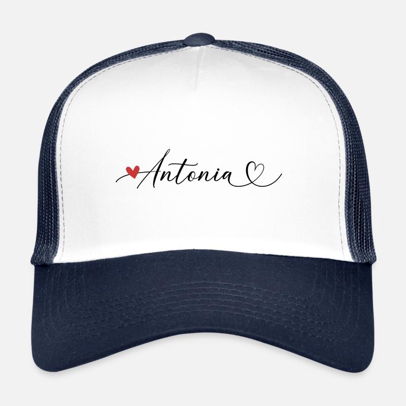 Antonia surname First name Calligraphy heart Trucker Cap