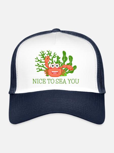 Krebs salue avec « Ravi de vous voir! » - Casquette trucker  - blanc/marine - Devant
