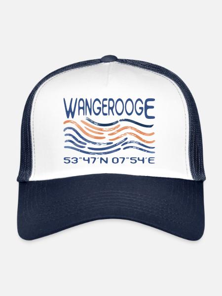 Coordonnées GPS Wangerooge - Casquette trucker  - blanc/marine - Devant