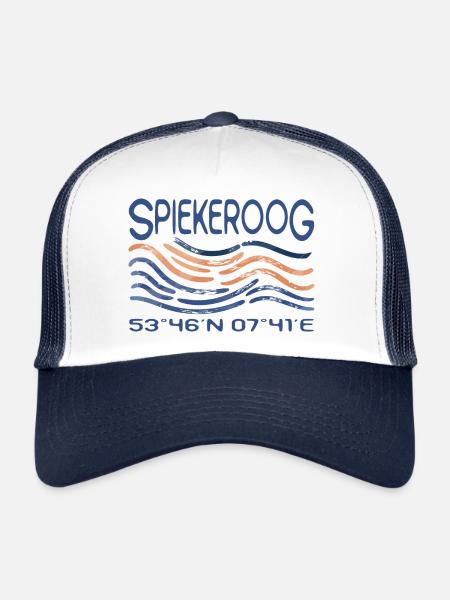 Coordonnées GPS de Spiekeroog North Sea Island - Casquette trucker  - blanc/marine - Devant