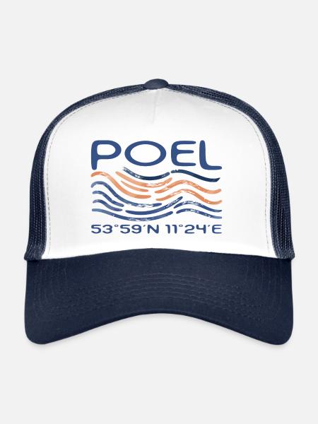 Poel Island Baltic Sea GPS coordinates - Trucker Cap - white/navy - Front