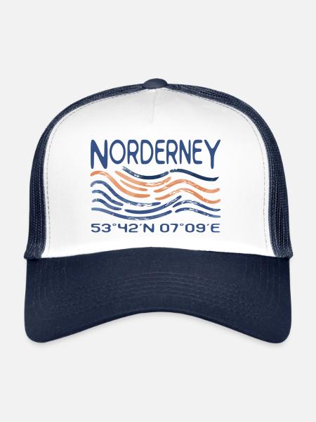 Coordonnées GPS de Norderney North Sea Island - Casquette trucker  - blanc/marine - Devant