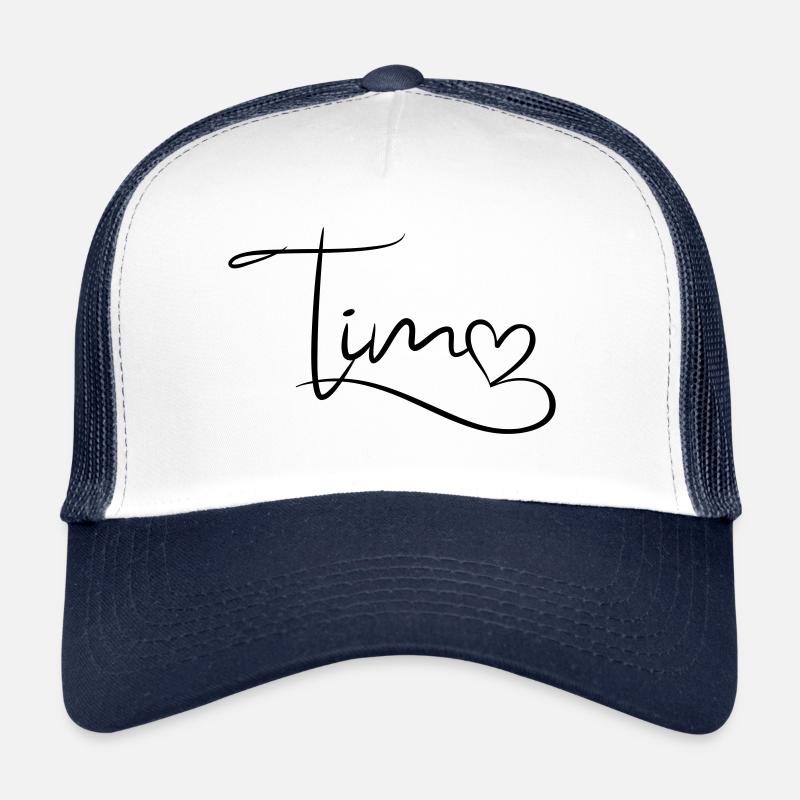 Tim Nom Prénom Décor de coeur Casquette trucker 