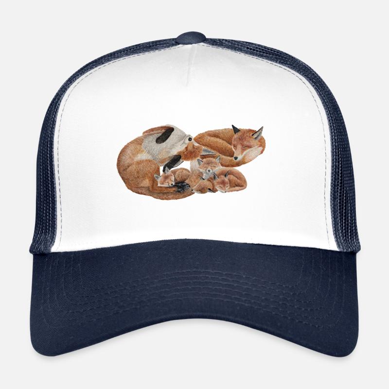 Cuddly fox family - Trucker Cap - white/navy