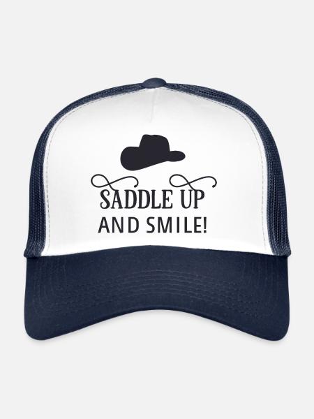 Selle vers le haut et sourire - Casquette trucker  - blanc/marine - Devant