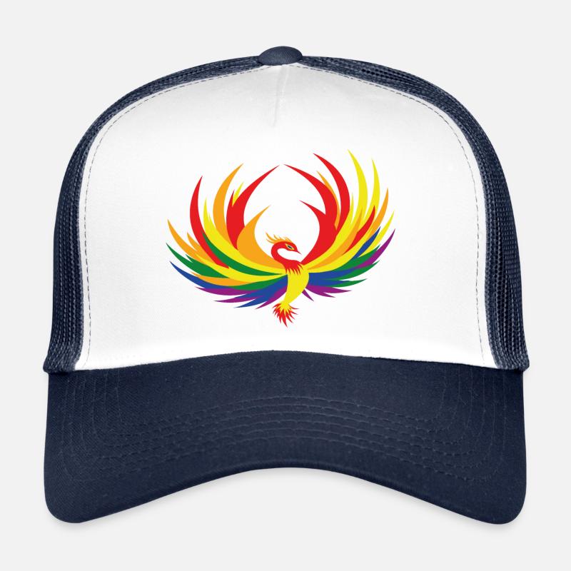 Regenbogenfahne, Phönix - Trucker Cap - Weiß/Navy