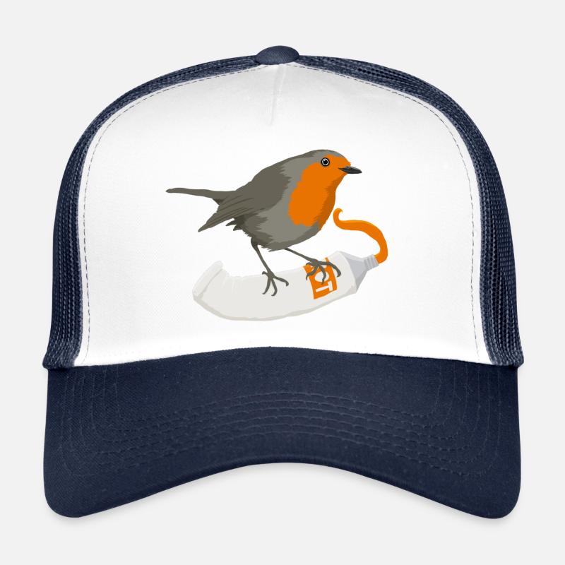 Rotkehlchen - Trucker Cap - Weiß/Navy