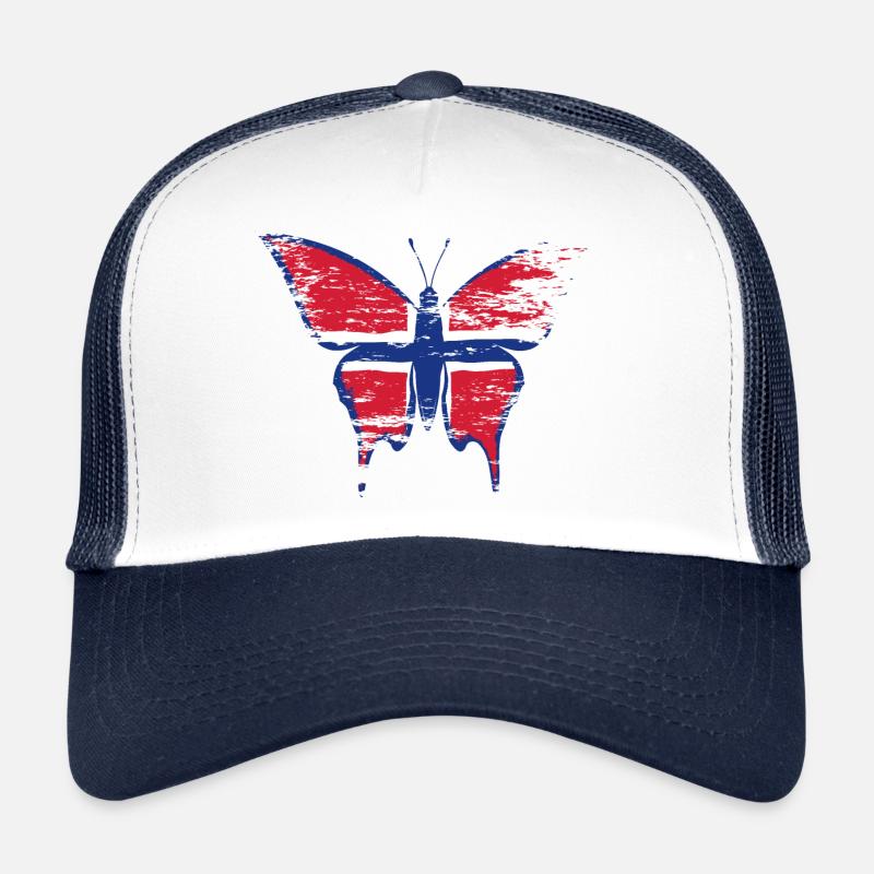 Norwegen Flagge Schmetterling blau - Trucker Cap - Weiß/Navy