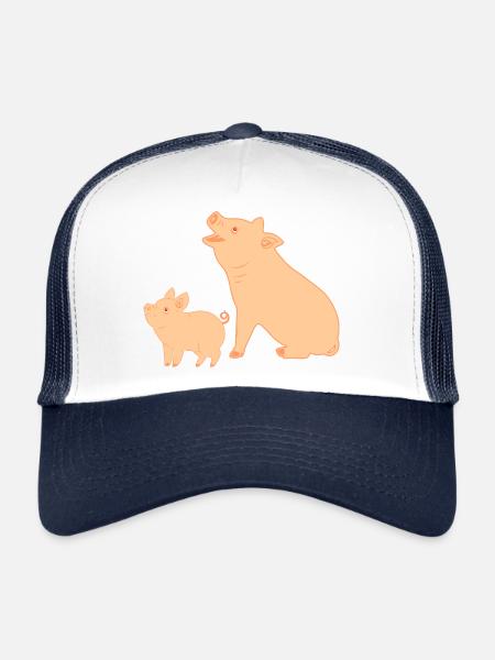 Mother pig with piglet - Trucker Cap - white/navy - Front
