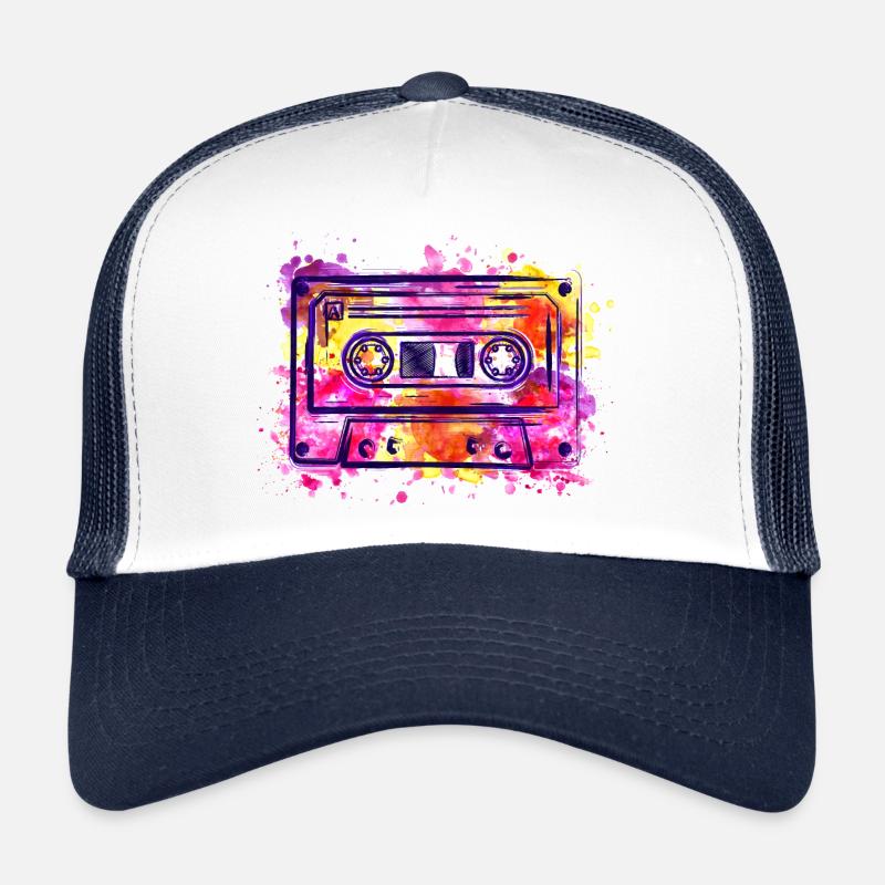 Cassette (rétro, éclaboussures de couleur) Casquette trucker 