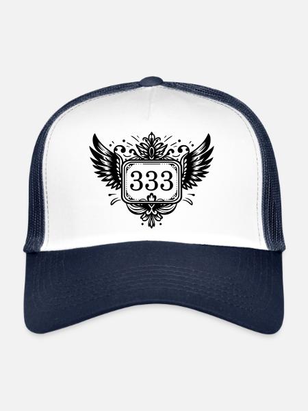 Nombre angélique 333 ailes - Casquette trucker  - blanc/marine - Devant