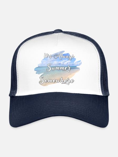 C’est toujours l’été quelque part - Casquette trucker  - blanc/marine - Devant