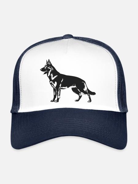Chien de berger belge malinois - Casquette trucker  - blanc/marine - Devant