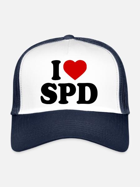J’adore le spd - Casquette trucker  - blanc/marine - Devant