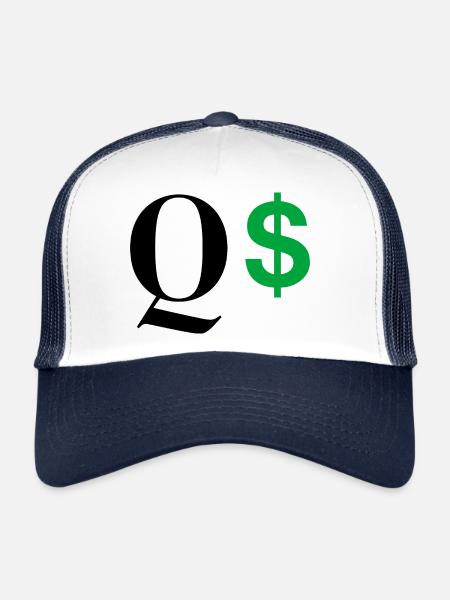 Lettre q dollar - Casquette trucker  - blanc/marine - Devant