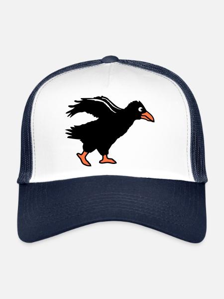 Raven bird walks crow fast running running funny - Trucker Cap - white/navy - Front