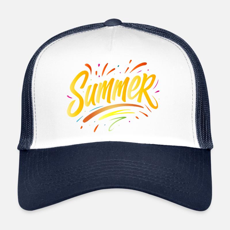 Summer Typo - Design d’été avec des éléments d’éclaboussure - Casquette trucker  - blanc/marine