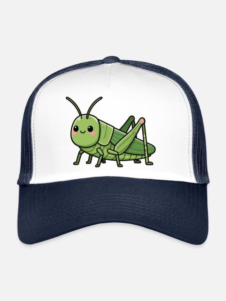 Cadeau drôle de sauterelle - Casquette trucker  - blanc/marine - Devant