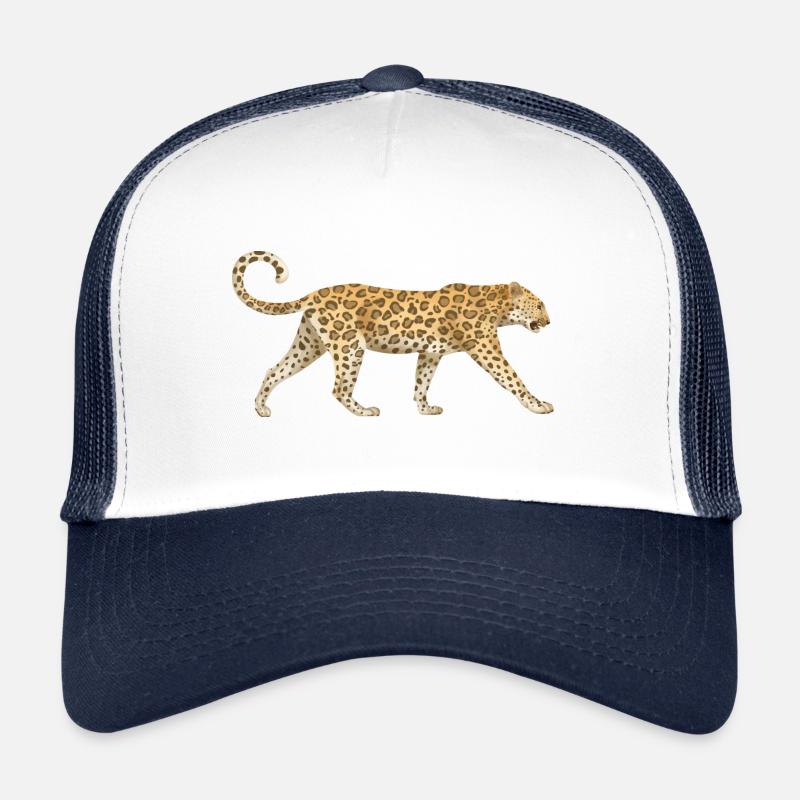 Leopard Katzen Afrika Tiere - Trucker Cap - Weiß/Navy