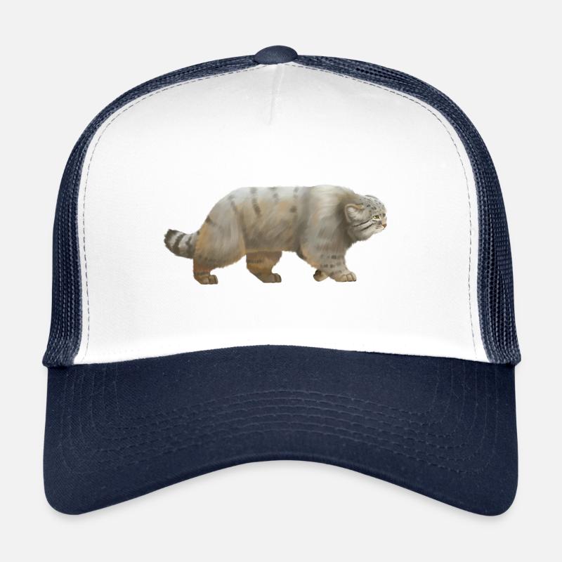 Cool Manul - le chat sauvage - Casquette trucker  - blanc/marine