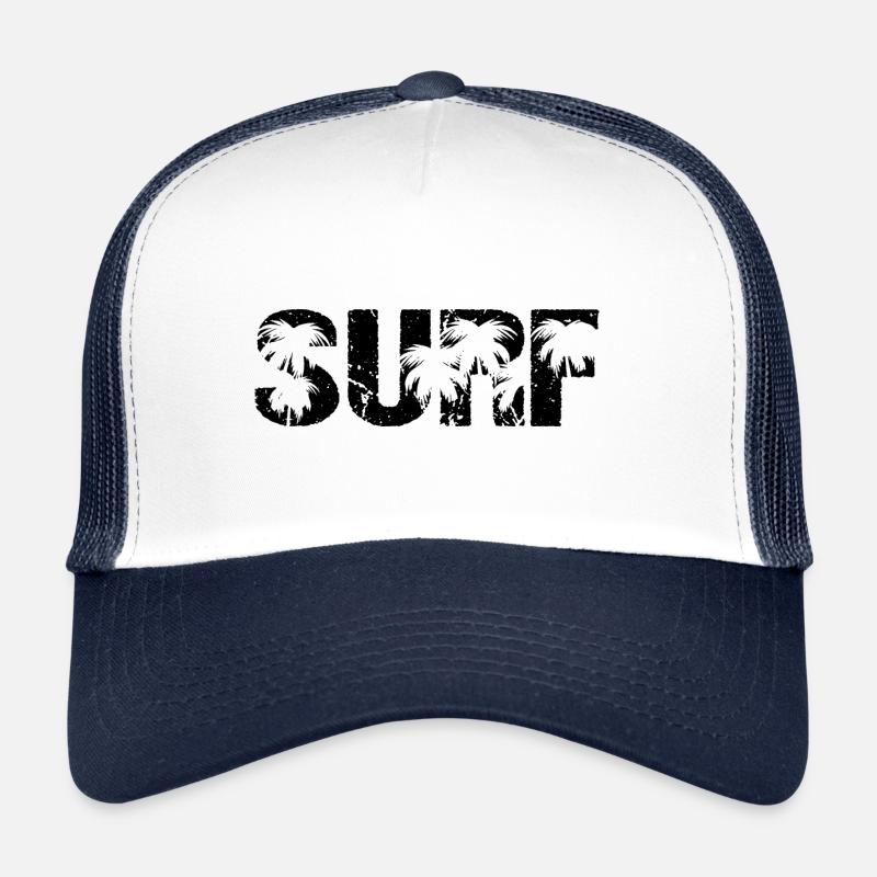 Surf Palmen Wellenreiten Surfer - Trucker Cap - Weiß/Navy