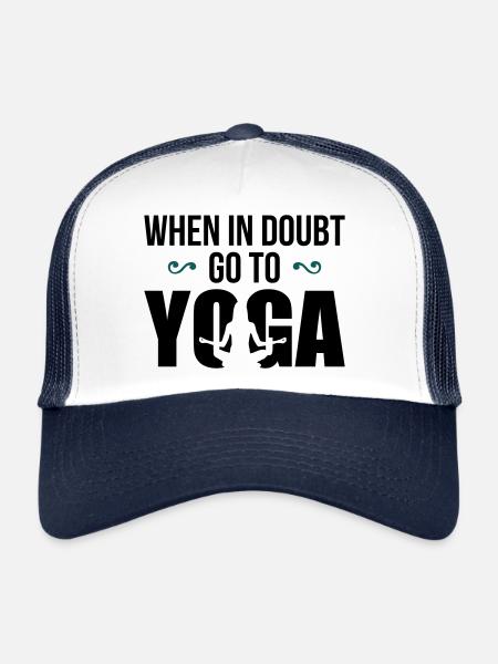 En cas de doute aller au yoga - drôle - drôle - Casquette trucker  - blanc/marine - Devant