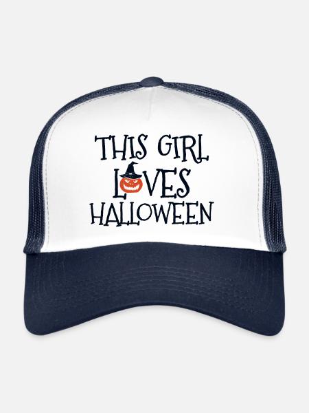 THIS GIRL LOVES HALLOWEEN - Trucker Cap - Weiß/Navy - Vorne