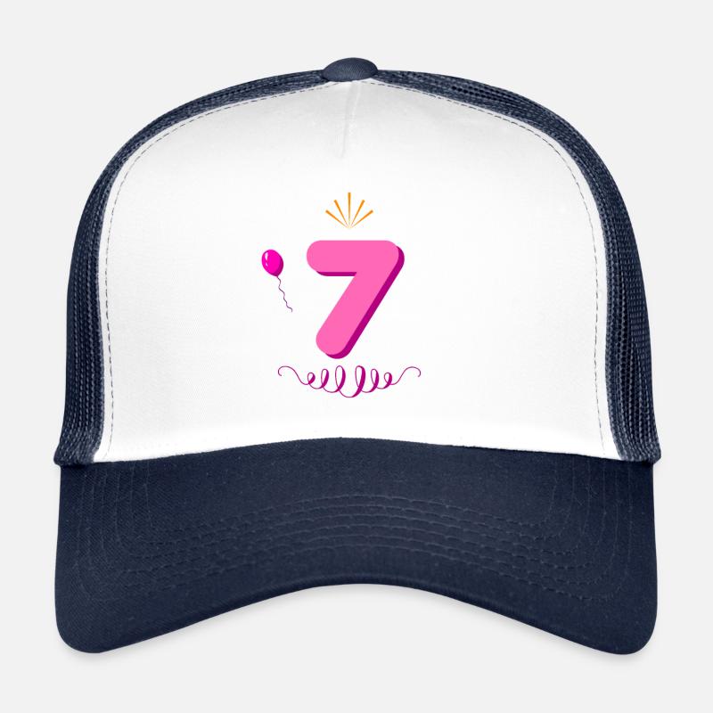 7. Geburtstag Mädchen - Trucker Cap - Weiß/Navy