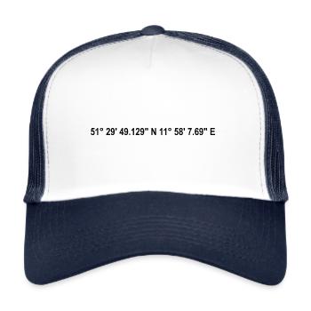 Halle (Saale) coordinates - Trucker Cap - white/navy - Front