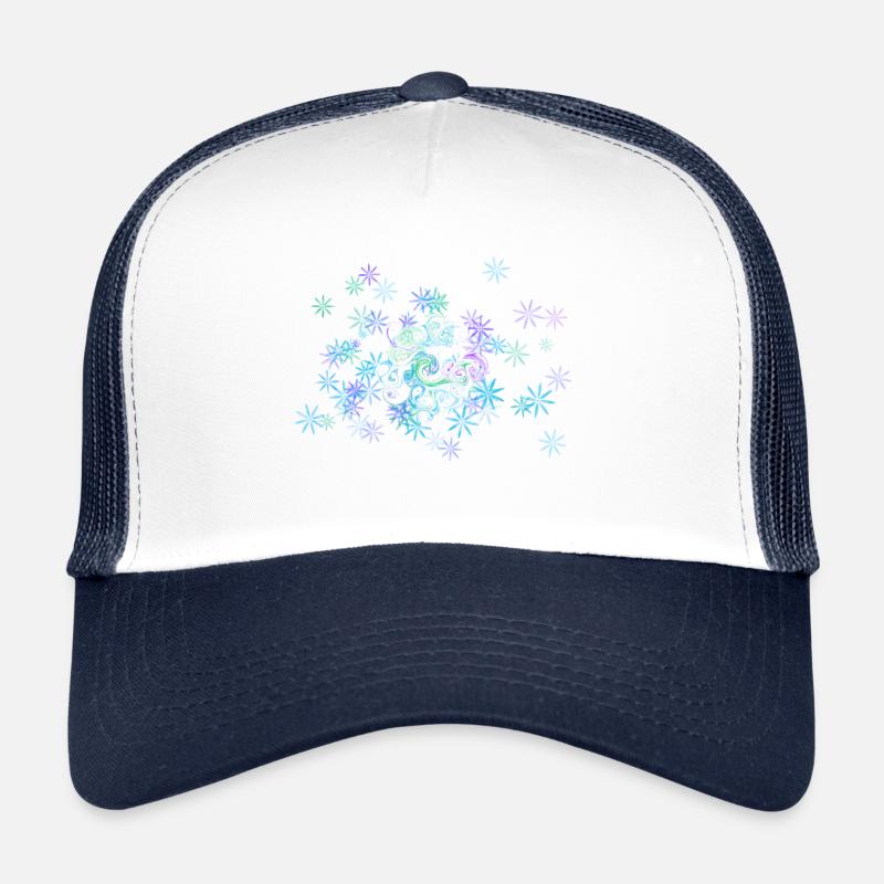 Blue and purple flowers - Trucker Cap - white/navy