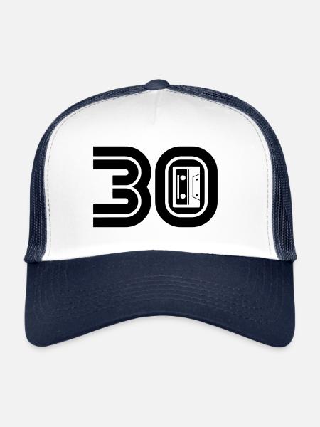 30 Musique Fan Rétro Cassette Musique - Casquette trucker  - blanc/marine - Devant