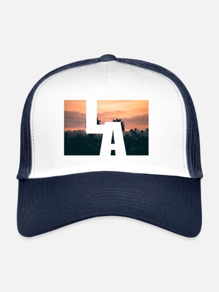 Los Angeles Coucher de soleil - Casquette trucker  - blanc/marine - Devant