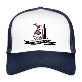 Save water drink wine - Trucker Cap - white/navy - Front