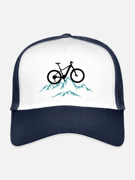 Mountain biking, mountain biking and mountains, cycling - Trucker Cap - white/navy - Front