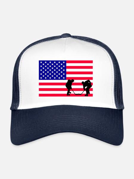 Les États-Unis, mon pays, mon drapeau ! - Casquette trucker  - blanc/marine - Devant