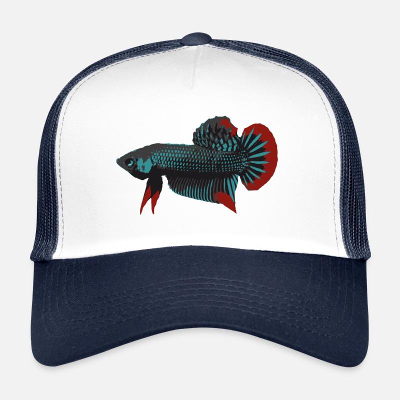 Friedlicher Kampffisch (Imbellis) - Trucker Cap - Weiß/Navy