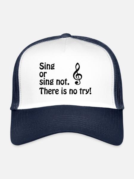 Chanter ou ne pas chanter. Clé de sol - noire - Casquette trucker  - blanc/marine - Devant
