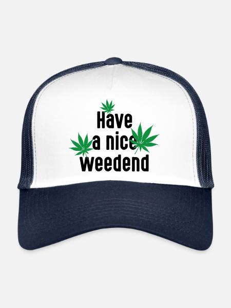 Have a nice Weedend. Cannabis Marijuana week-end - Casquette trucker  - blanc/marine - Devant