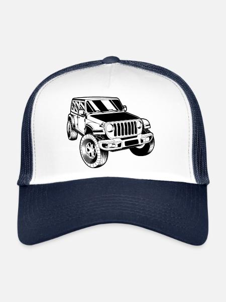 Off-road vehicle | Off Road Car | Military car | Truck - Trucker Cap - white/navy - Front