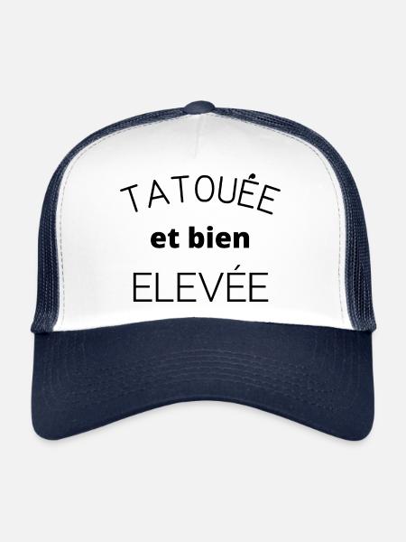 tatouée et bien élevée - Casquette trucker  - blanc/marine - Devant
