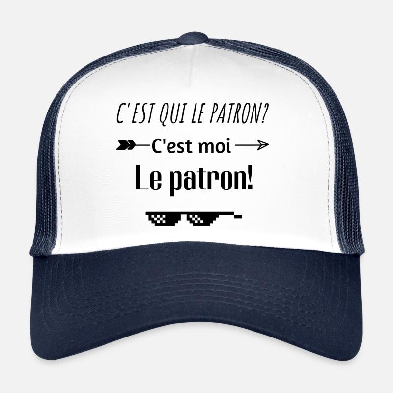 C'est qui le patron C'est moi le patron humour - Casquette trucker - blanc/marine