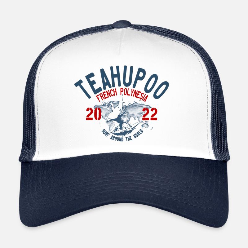 Surf around the world Teahupoo blc - Casquette trucker  - blanc/marine