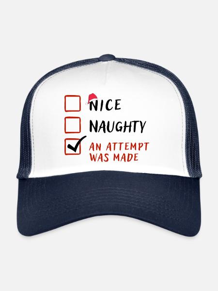Naughty Nice Attempt a été fait, cadeau de Noël drôle - Casquette trucker  - blanc/marine - Devant