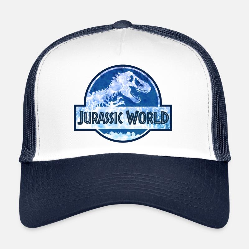 Jurassic World Logo Mit T-Rex Blau - Trucker Cap - Weiß/Navy